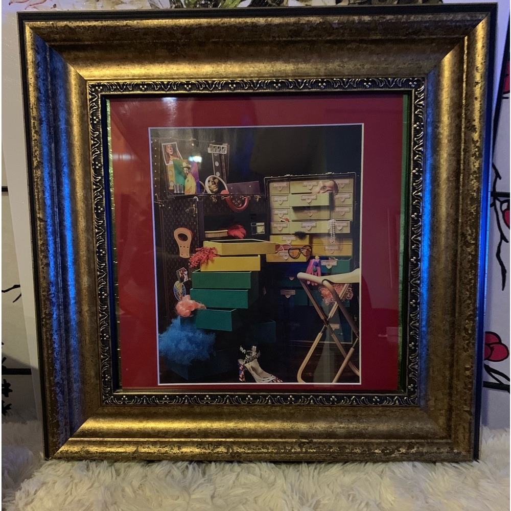 Framed Louis Vuitton magazine quality.Vivid picture Antique gold color frame